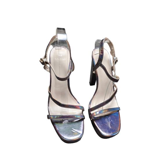 HALSTON Sardinia Vegan Leather Platform Heels size 9 metallic ombre - Picture 2 of 6